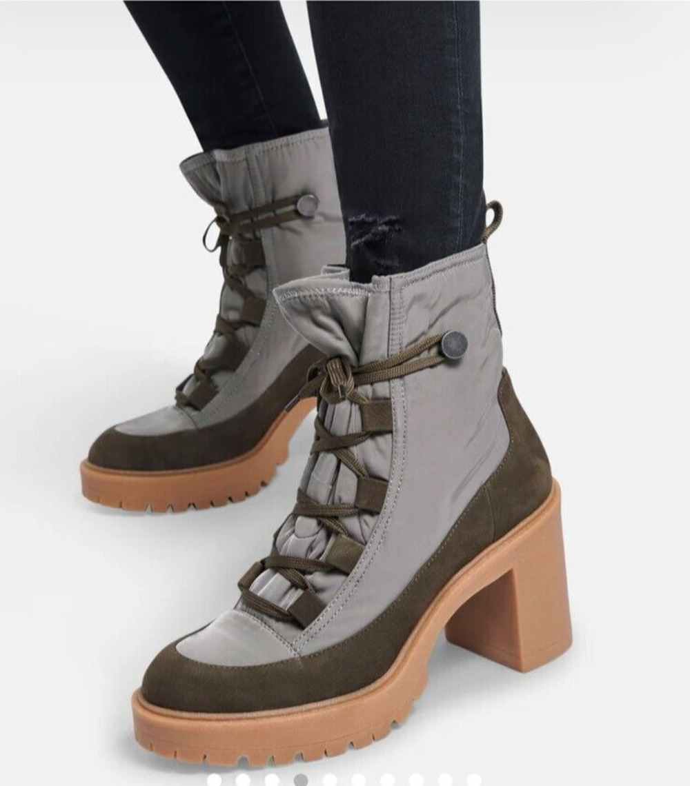 NEW Dolce Vita Celida Heeled Bootie Olive Green Boot Leather Womens 7.5 MSRP$160